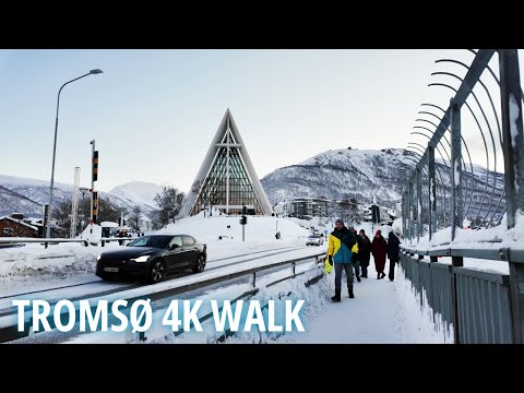 Tromsø Norway Snow Walk 4K ❄️ | Storgata to Arctic Cathedral | Winter Walking Tour