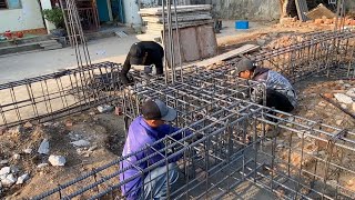 Steel foundation construction process | Journey of building a 330m2 house by hand | #construction