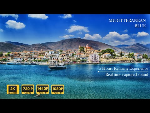 4K HDR Mediterranean Blue - Crashing Sea Waves - Ocean Surf Sounds - 60 fps - Relaxing Beach Video