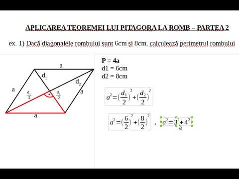 Aplicarea teoremei lui Pitagora la romb - 2