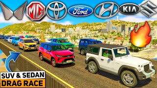 GTA 5: INDIAN SUVs & SEDANs CARS ☁️ SKY RIDE DRAG RACE 🔥 GTA 5 MODS! GTA 5 INDIAN CARS!