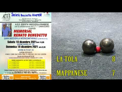 Bocce Memorial Renato Benedetto Finale :La Tola (Cat. C) - Mappanese (Cat. D) 8-7 Rivara 02/01/2022