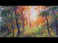 Малюємо захід сонця у лісі paint a sunset in the forest using gouache