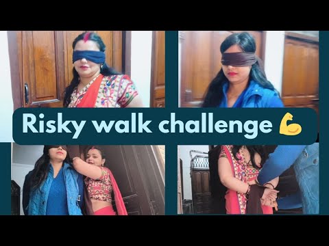 Risky walk challenge #blindfold challenge #blindfold walking challenge #trending #viral #fun #love 