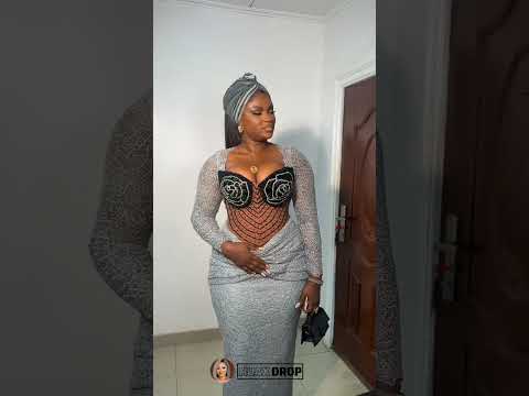 Chic African Elegance | Gray Bodycon Long Sleeve Outfit #AfricanFashion #huaxdrop #fashion #ootd