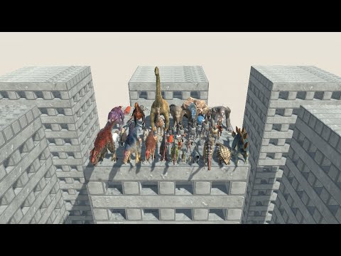1 vs 1 ALL UNITS COMPETITION on Wobbly Building Animal Revolt Battle Simulator