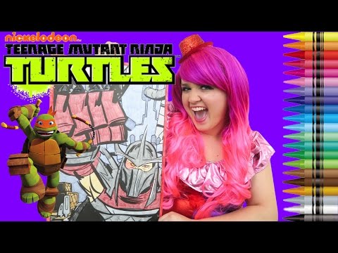 Coloring Shredder Ninja Turtles TMNT GIANT Coloring Book Page Crayola Crayons | KiMMi THE CLOWN Video