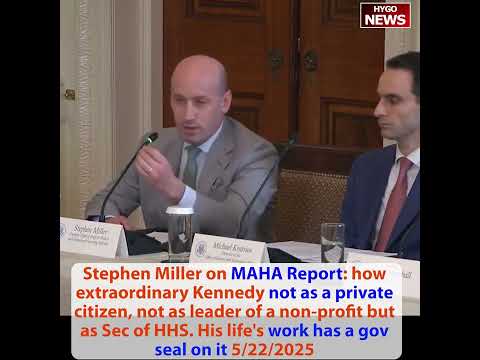 Stephen Miller on MAHA: 'Bobby's Life's Work Now Has a Government Seal on It -- Not Private Citizen, Not Nonprofit Leader, But Secretary of HHS'; Pediatric Cancer Is 'a Disease of Civilization'; Toxins 'Even in Mother's Breast Milk'