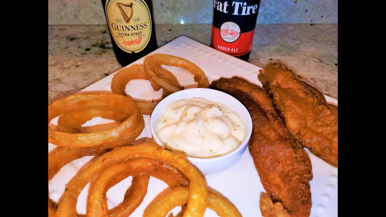 Crispy Beer Batter Fish & Onion Rings - Fried Fish