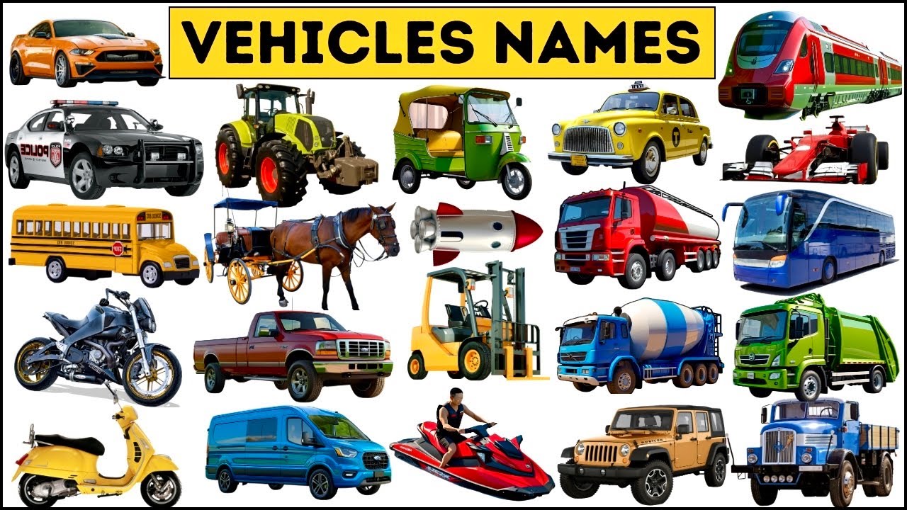 50 Vehicle Names in English | Types of Vehicles | Mode of Transport  for kids | Vehicles Vocabulary