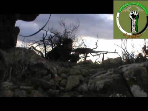 استهداف تحركات قوات النظام في قمة ال 45 في ريف اللاذقية بواسطة رشاش بي كي سي من قبل كتيبة الأخوة في الله