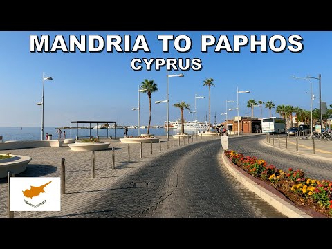 DRIVING from MANDRIA VILLAGE to PAPHOS PROMENADE in CYPRUS * 4K (60fps)