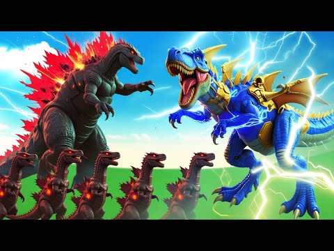 TYRANNOSAURUS REX vs ALL CARNIVORES & HERBIVORES DINOSAURS in Jurassic World Epic Battle