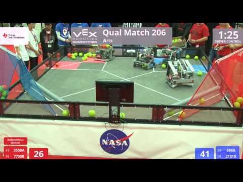 VEX Worlds 2016 - VRC High School - Arts - Qual 206 (5509A 7700R) 67 vs 233 (598A 2131X)