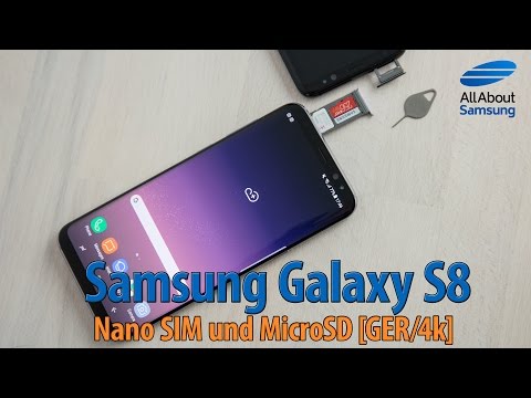 Inserting a microSD and SIM card into a Samsung Galaxy S8 (GER 4k)