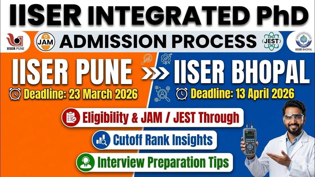 IISER Pune & Bhopal Integrated PhD Admissions 2026 | Eligibility | IIT JAM | JEST