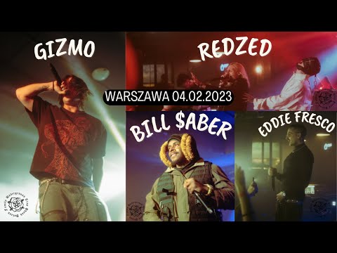 Gizmo, Bill $aber, Eddie Fresco, Redzed Warszawa 04.02.2023 Klub hybrydy Warsaw European Plague Tour