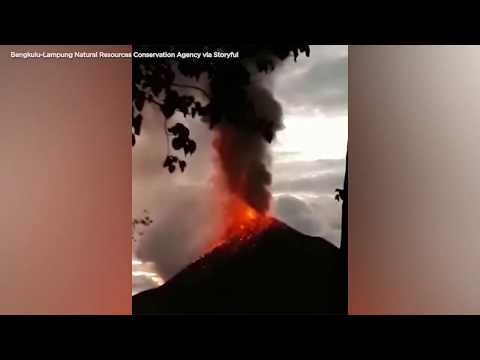 Volcanic eruption on Krakatoa island