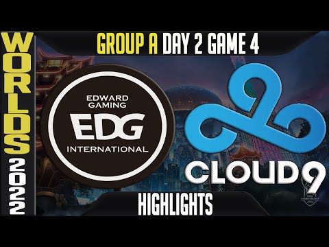EDG vs C9 Highlights | WORLDS 2022 Day 2 Group A Game 4 | Edward Gaming vs Cloud9
