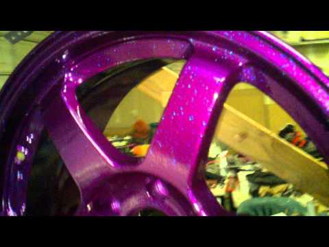 Chameleon Teal sparkle over Illusion Violet Powder Coat