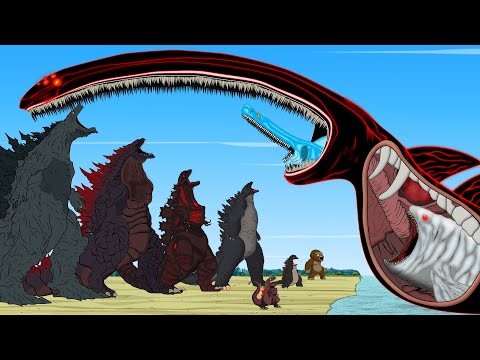 If GODZILLA & KONG vs EL GRAN MAJA, SHARK, BLOOP: Monster LONG MOUTH Size Comparison - FUNNY CARTOON