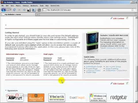 DotNetNuke Tutorial, Non-admin users adding modules to pages - Video #126