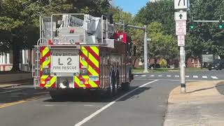 New Britain Ladder 2 responding a commercial fire alarm activation 9/26/2025