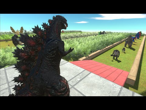 SHIN GODZILLA VS AVENGER AND GHIDORAH  DEATH RUN - Animal Revolt Battle Simulator