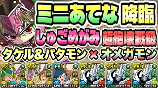 【パズドラ】ミニあてな降臨！しゅごめがみ！超絶壊滅級！高石タケル＆ホーリーエンジェモン×オメガモン！