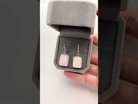 Подарок девушке Серьги серебро с натуральным камнем Розовый кварц природной формы в Подарочной коробочке - фото 1 - id-p2542021027