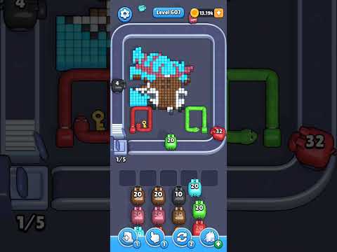 Pixel Flow Level 607 Walkthrough - Easy Difficulty Puzzle Solution