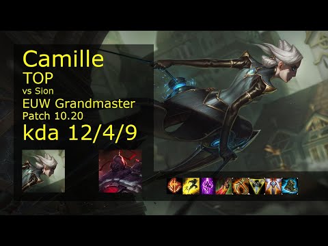 Camille Top vs Sion - EUW Grandmaster 12/4/9 Patch 10.20 Gameplay