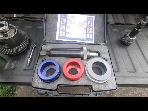 Using the Yukon Gear & Axle YT P22 Bearing Puller to remove pinion bearings.