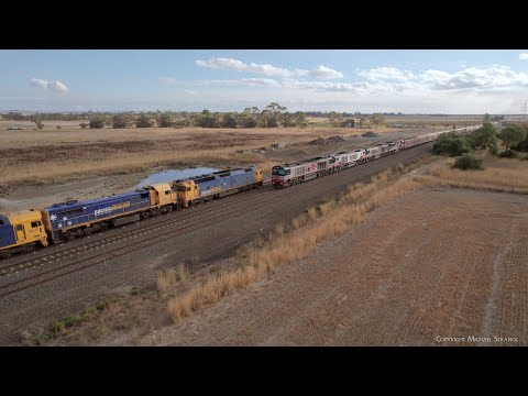 SCT 5PM9 Freight Train Crosses 7735V Grain Train At Gheringhap Loop (2/4/2023) - PoathTV Railways