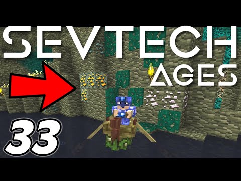 Exploring UNDERGROUND LAKES for RARE CRYSTALS - Minecraft Sevtech: Ages Ep 33