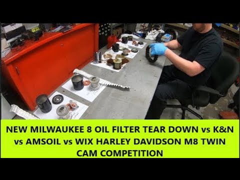 NEW MILWAUKEE 8 OIL FILTER TEAR DOWN vs K&N vs AMSOIL vs WIX HARLEY DAVIDSON M8 TWIN CAM COMPETITION