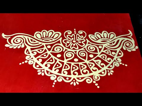 Bengali Alpona Drawing//Simple Door Step Alpona Design