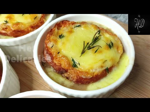 French Onion Soup Recipe | How to Make Onion Soup | Rich French Onion Soup and Baguette