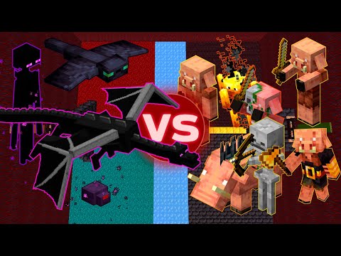 Team End + Ender Dragon vs Team Nether - Minecraft Mob Battle 1.16.2