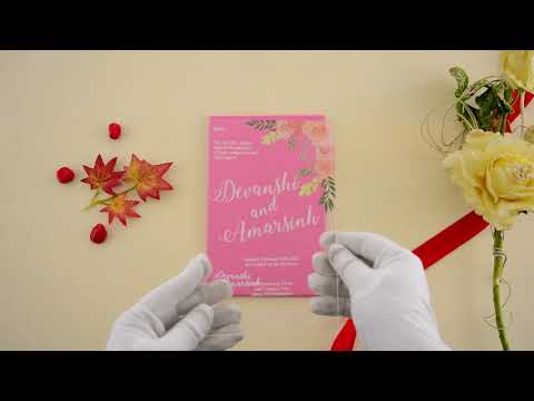 Awi-8861 multi color floral acrylic wedding invitation card