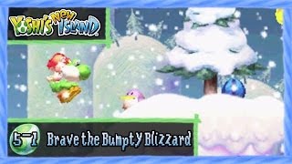 Yoshi's New Island - World 5-1: "Brave the Bumpty Blizzard" All Red Coins/Flowers 100% Walkthrough!