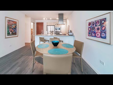 A furnished guest suite at Streeterville’s Optima Signature apartments A furnished guest suite at Streeterville’s Optima Signature apartments