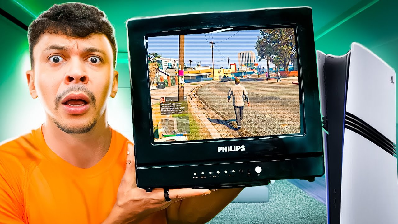 TESTEI MEU PLAYSTATION 5 EM UMA TV DE TUBO ⚠️😨