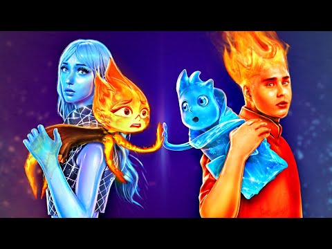 Ember And Wade From ELEMENTAL Switch Elements! Fire Versus Water! Mom Versus Dad!