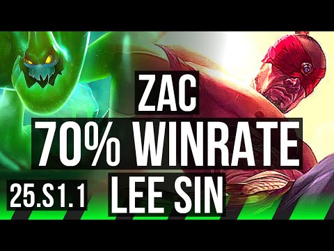 ZAC vs LEE SIN (JGL) | Rank 1 Zac, 70% winrate, Rank 10 | NA Challenger | 25.S1.1