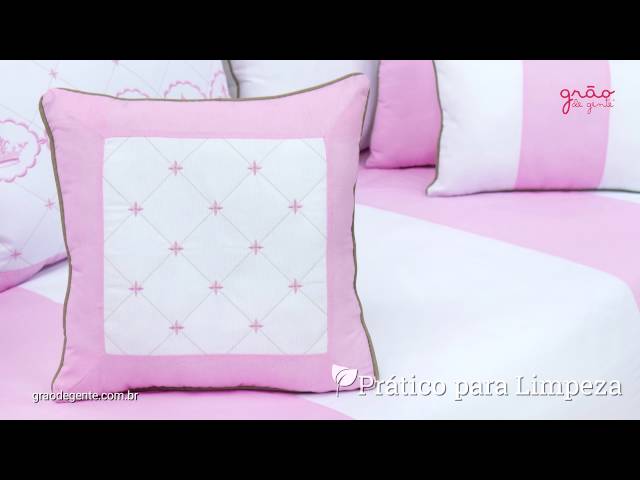 Almofada Bordada Elegance Coroa Rosa | Ref: 59140