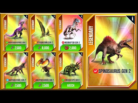 ALL EVOLUTIONS ALL GEN 2 WELCOME THE PRESENCE OF SPINOSAURUS GEN 2 | JURASSIC WORLD THE GAME