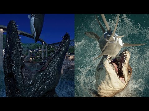 Jurassic World's Mosasaurus/Kronosaurus Shark Feeding Show!! - Jurassic World Evolution 2