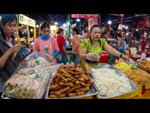 Cambodia Tour 2024 - Walking Tour 4K - Best Phnom Penh Street Food @ BKK Market