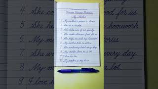 Cursive Writing Practice | 10 Lines Essay on My Mother | English Cursive Handwriting Practice